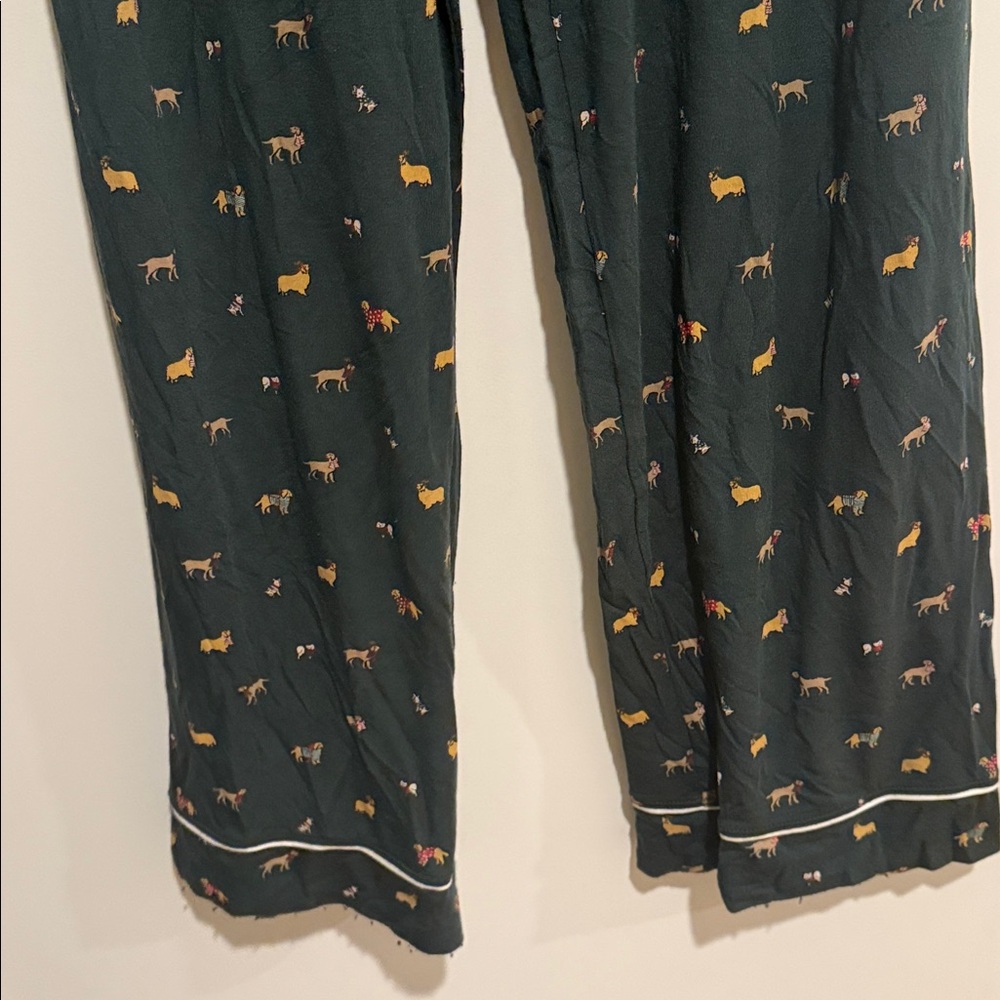 Eberjey Dark Green Dog-Print pajama Pants - Picture 3 of 5